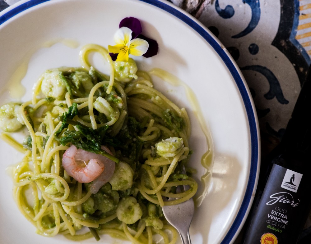 Spaghetti asparagi e gamberi